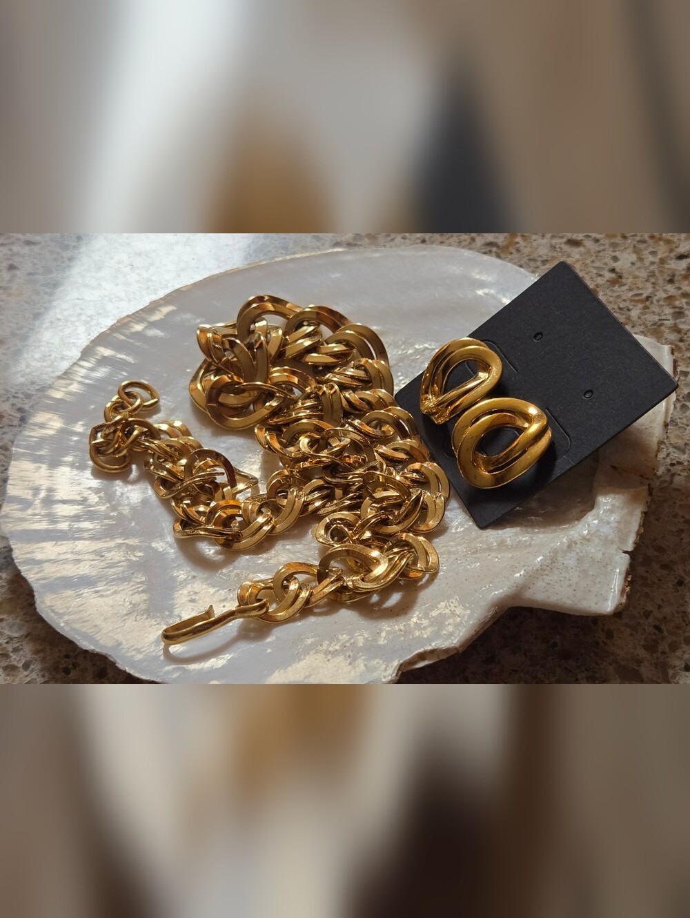 Monet Vintage Gold-Tone Chunky Chain Necklace & Stud Earring Set - Picture 8 of 14